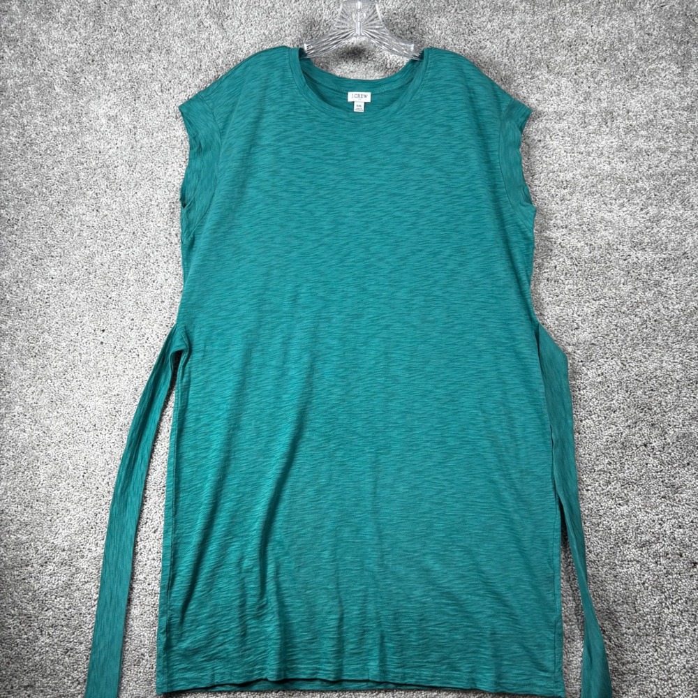 J.Crew Re-Imagined Teal Green Slub Cotton Tie-Waist T-Shirt Dress Womens XXL